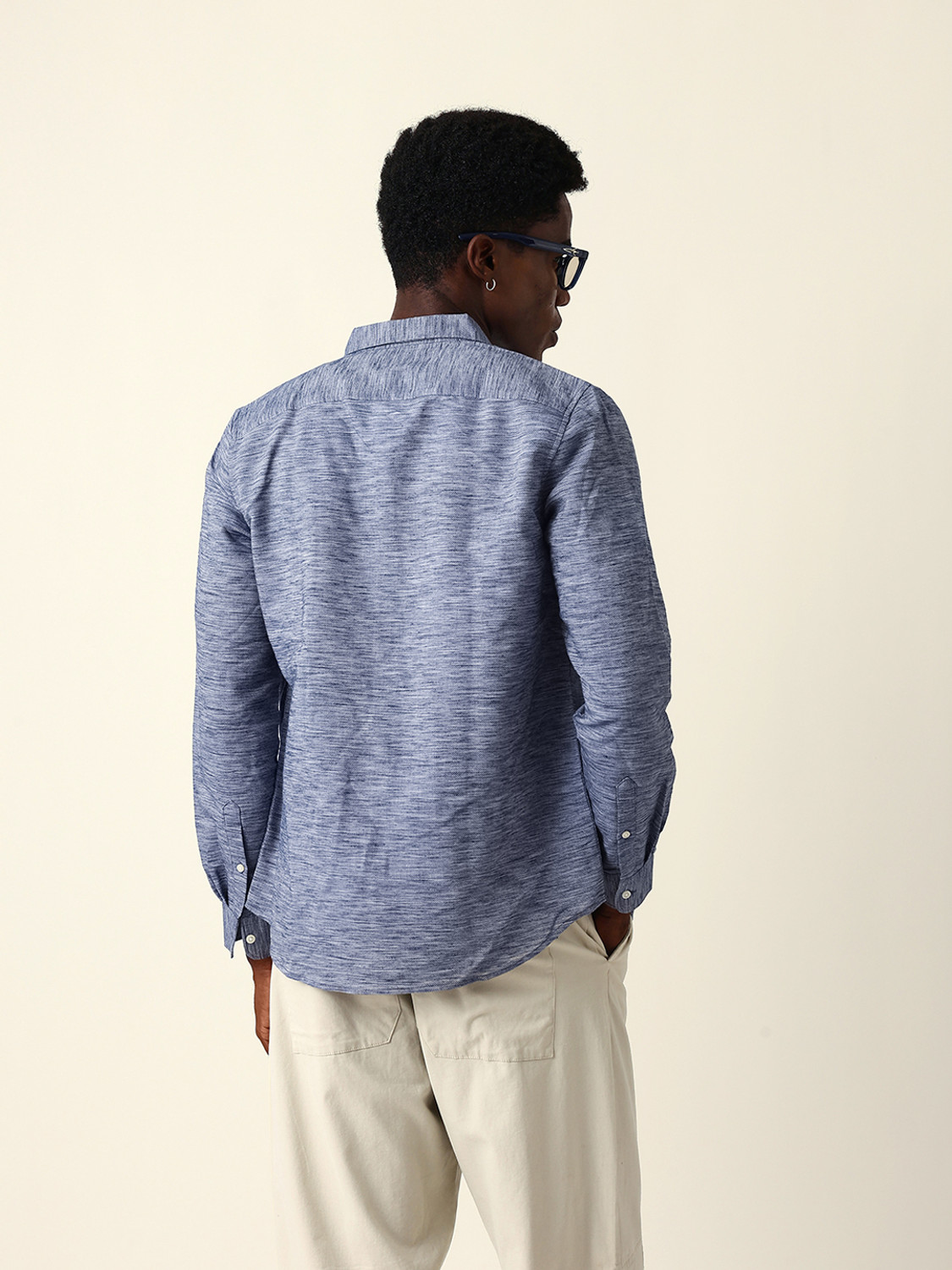 Image of THE BEAR HOUSE Men Printed Casual Blue Shirt