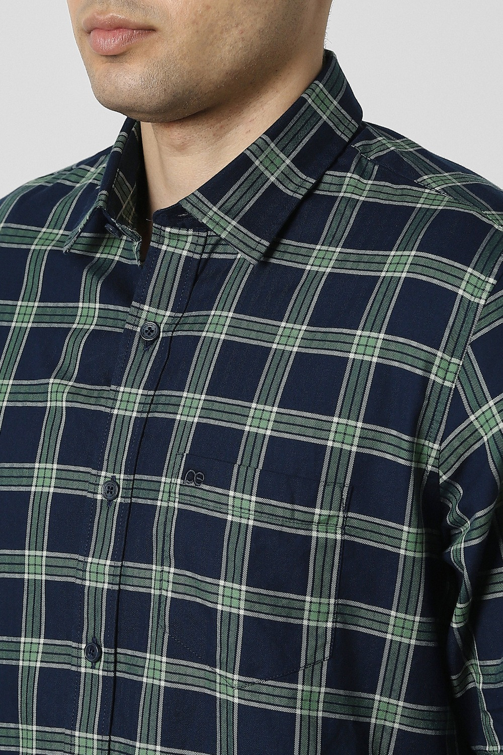 Image of PETER ENGLAND Men Checkered Casual Dark Blue Shirt