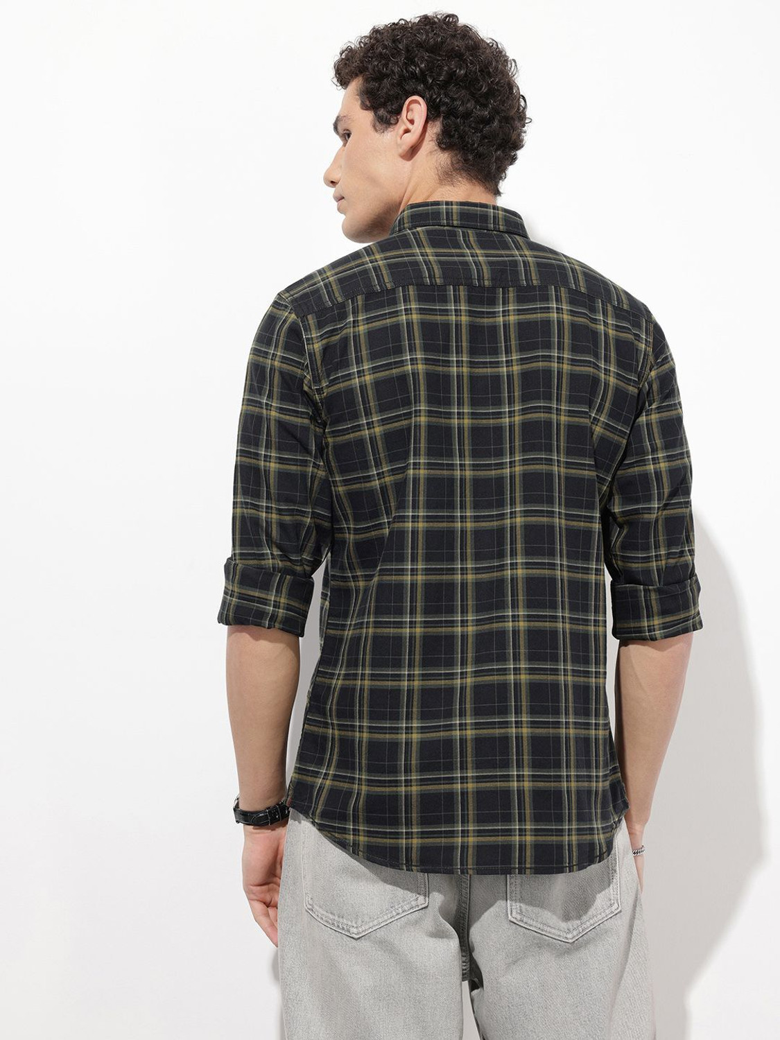 Image of Roadster Men Checkered Casual Black Shirt
