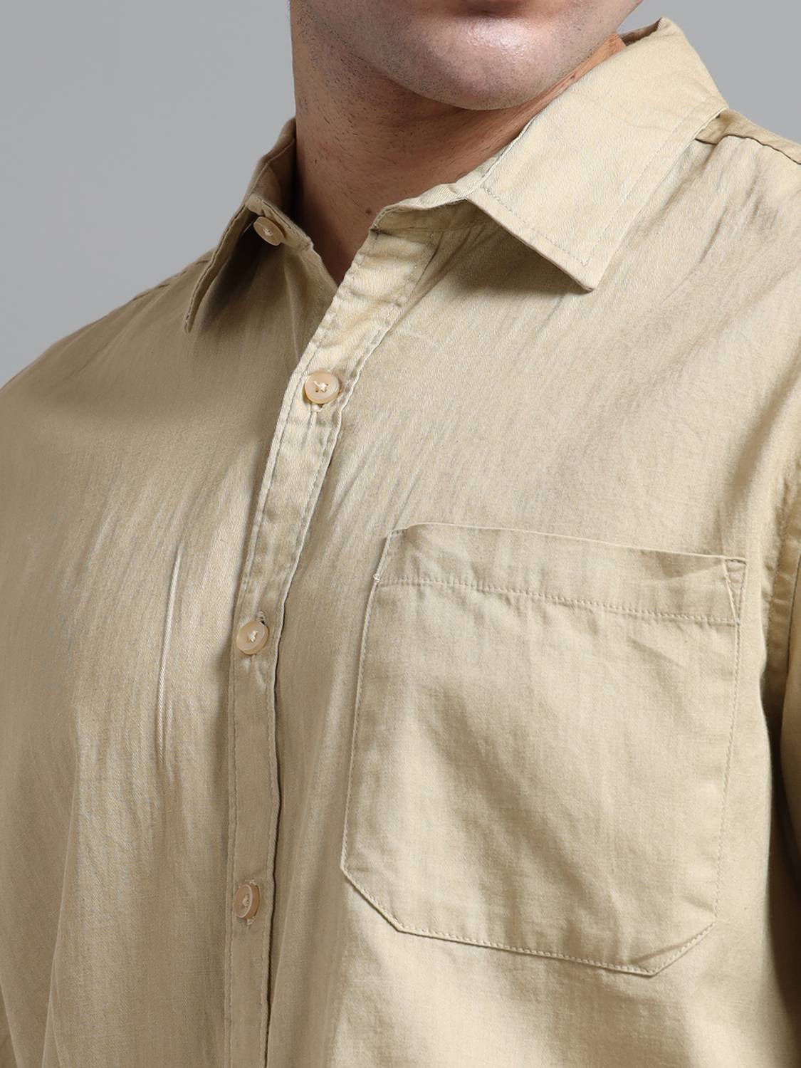 Proword Men Beige Casual Shirt - Image 5