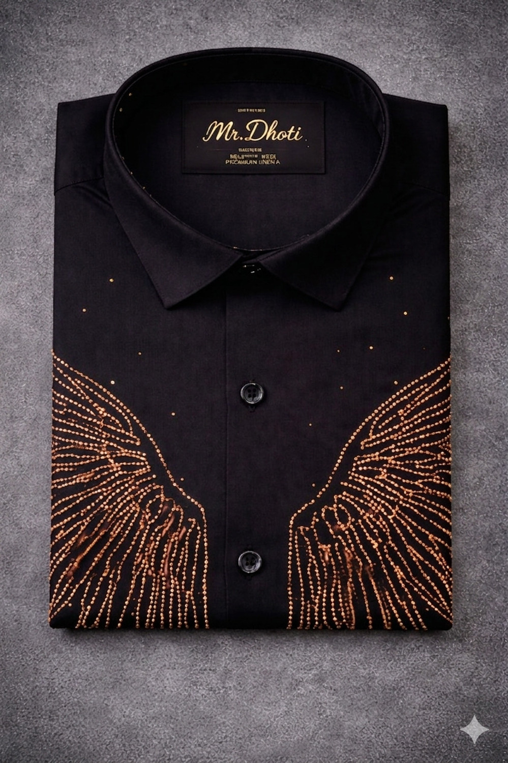 Image of MrDhoti Men Embellished Festive Black Shirt