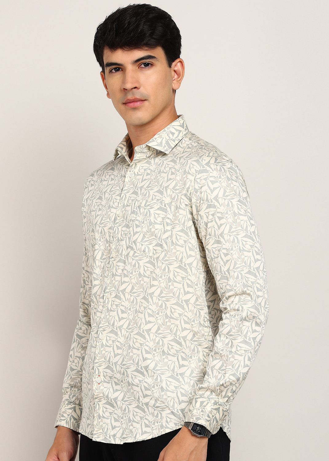Image of KILLER Men Printed Casual Cream Shirt