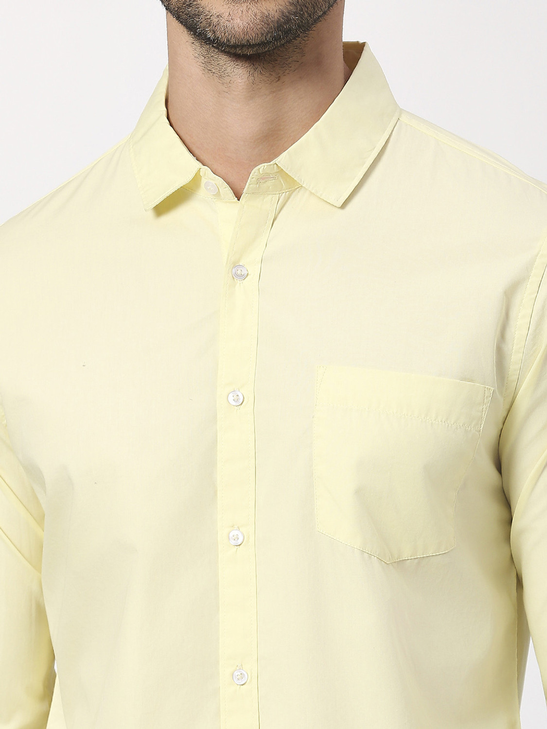 Image of NADASM Men Solid Casual Yellow Shirt