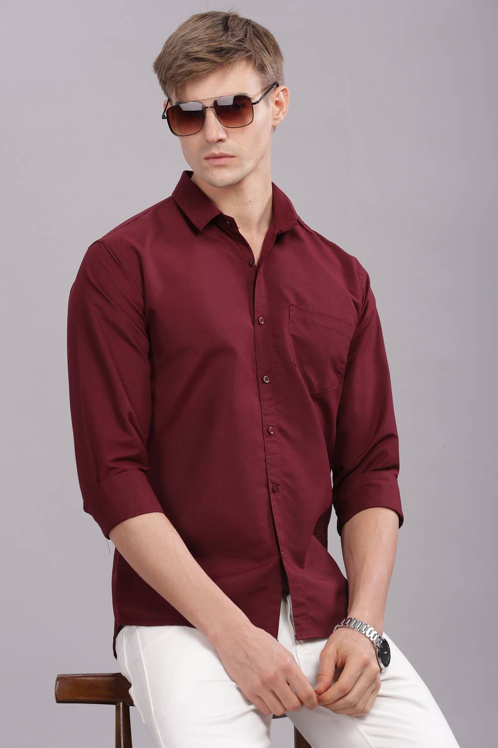 Uzmax Men Maroon Casual Shirt - Image 1