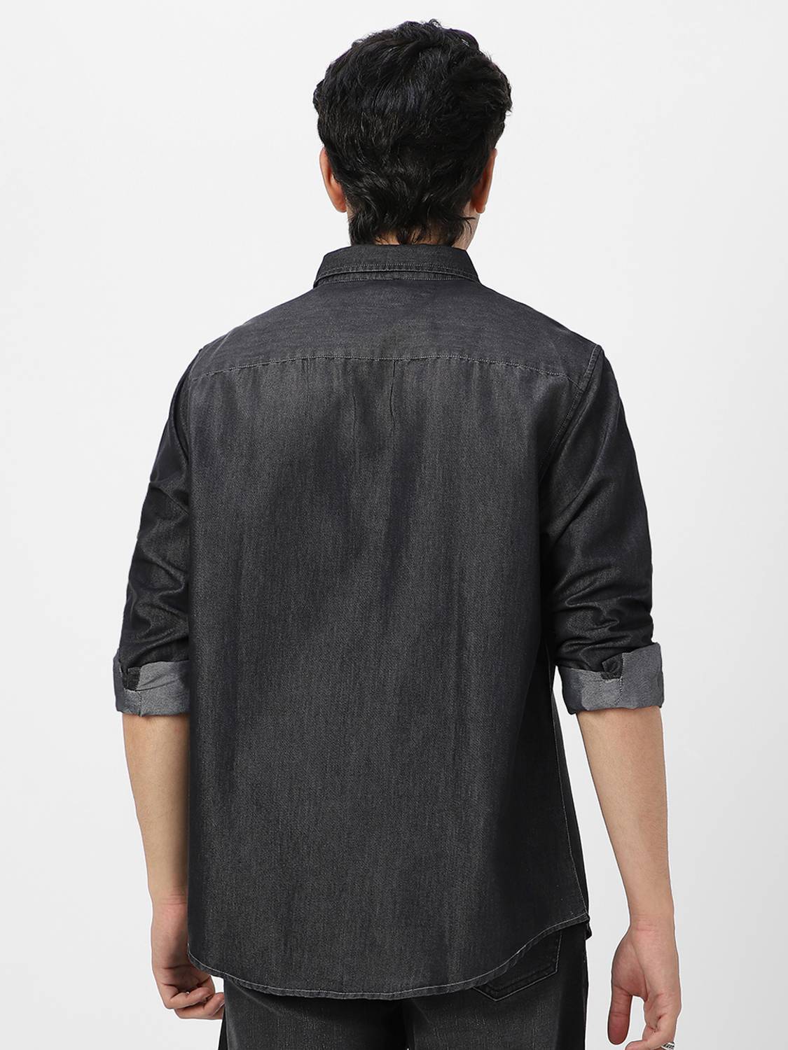 Urbano Fashion Men Washed Casual Grey Shirt - Image 3