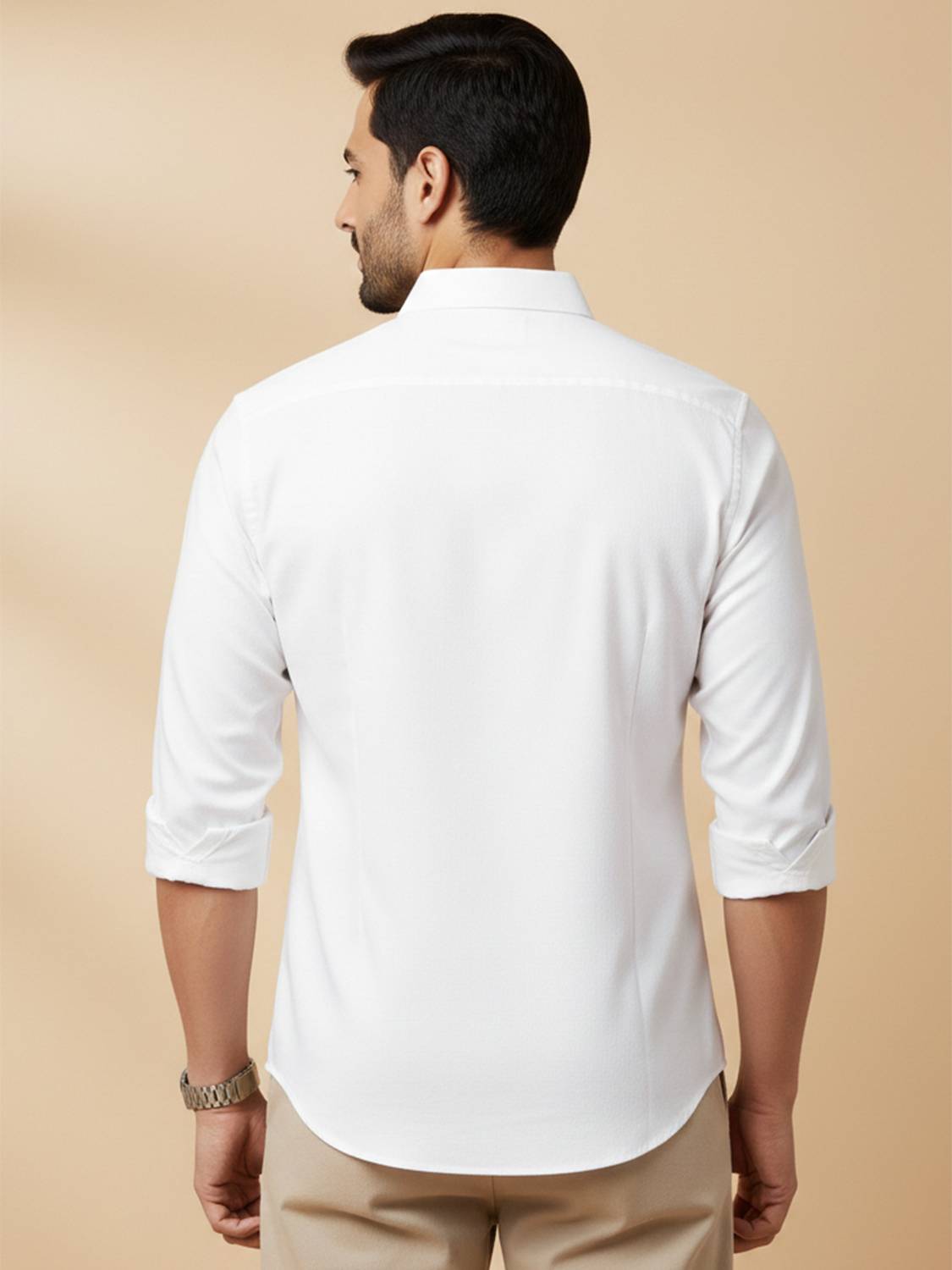 METRONAUT Men Solid Casual White Shirt - Image 3