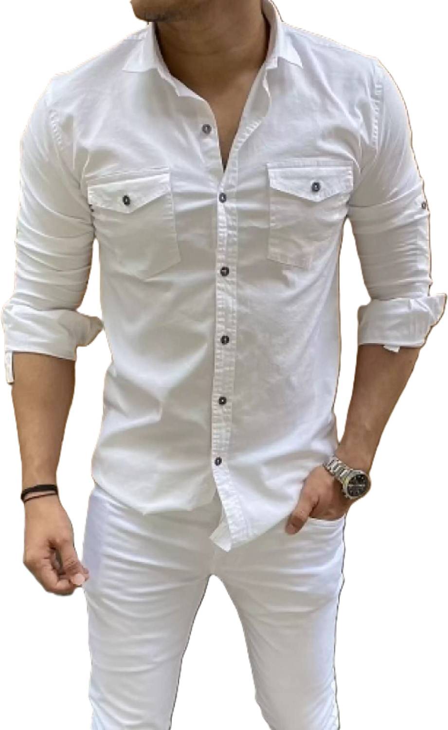 BADLAND Men Solid Casual White Shirt
