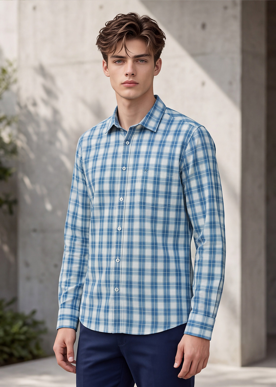 Image of KILLER Men Slim Fit Checkered Formal Shirt