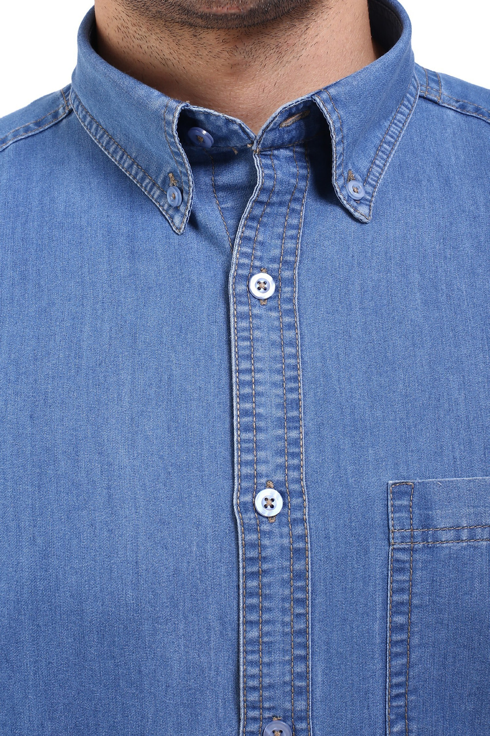 Image of FLAGS Men Solid Casual Light Blue Shirt