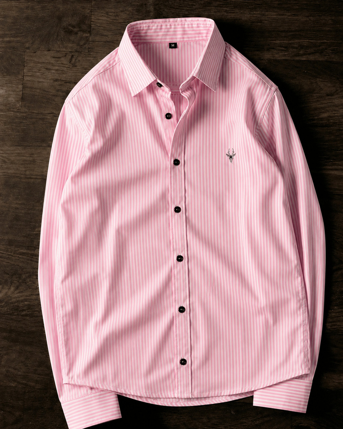 Image of JACKBELLA Men Striped Casual Pink Shirt