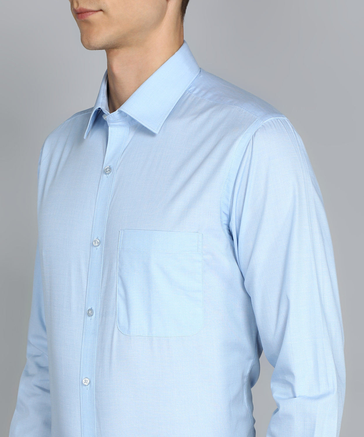 Image of Raymond Men Self Design Formal Light Blue Shirt