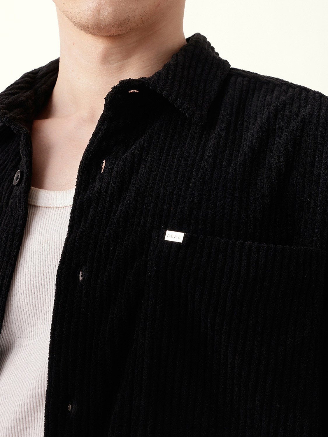 Image of THE BEAR HOUSE Men Self Design Casual Black Shirt