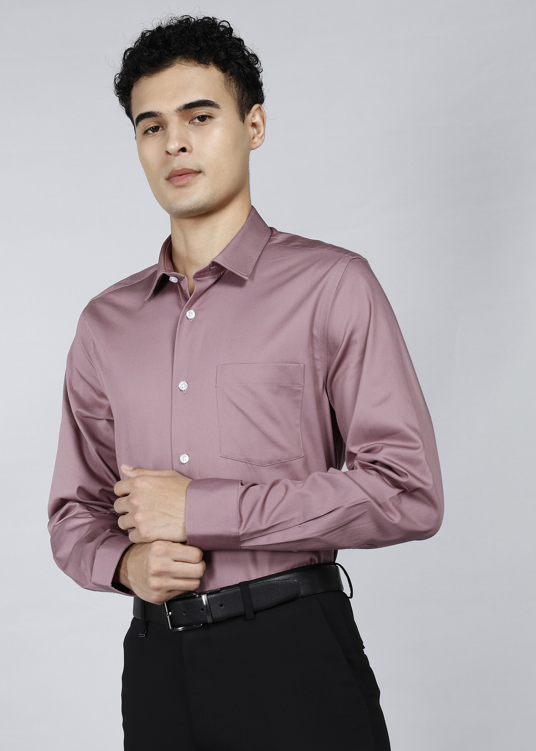 Image of Blackberrys Men Self Design Formal Purple Shirt