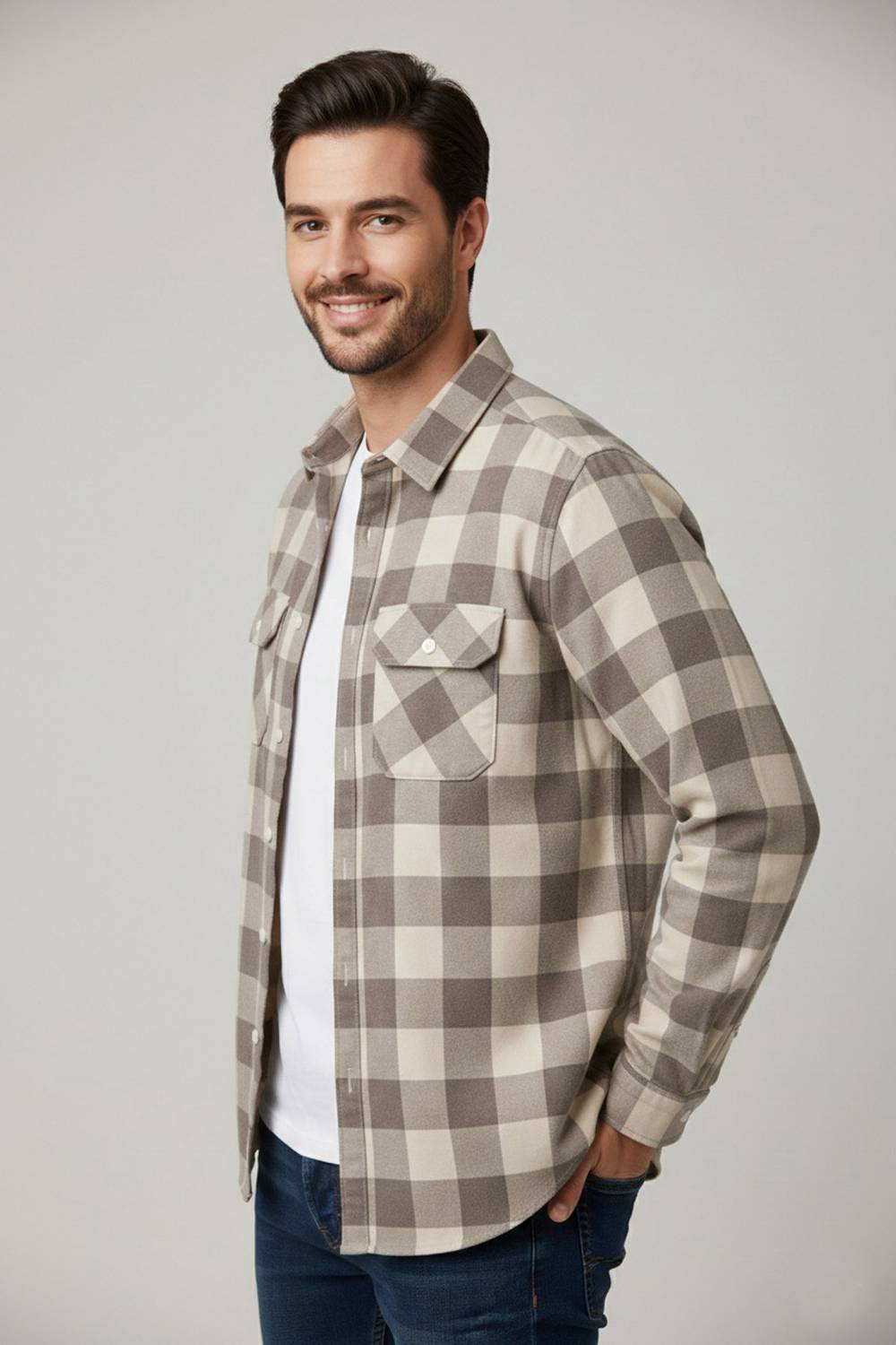 DIMMY Men Checkered Casual Brown Shirt - Image 4