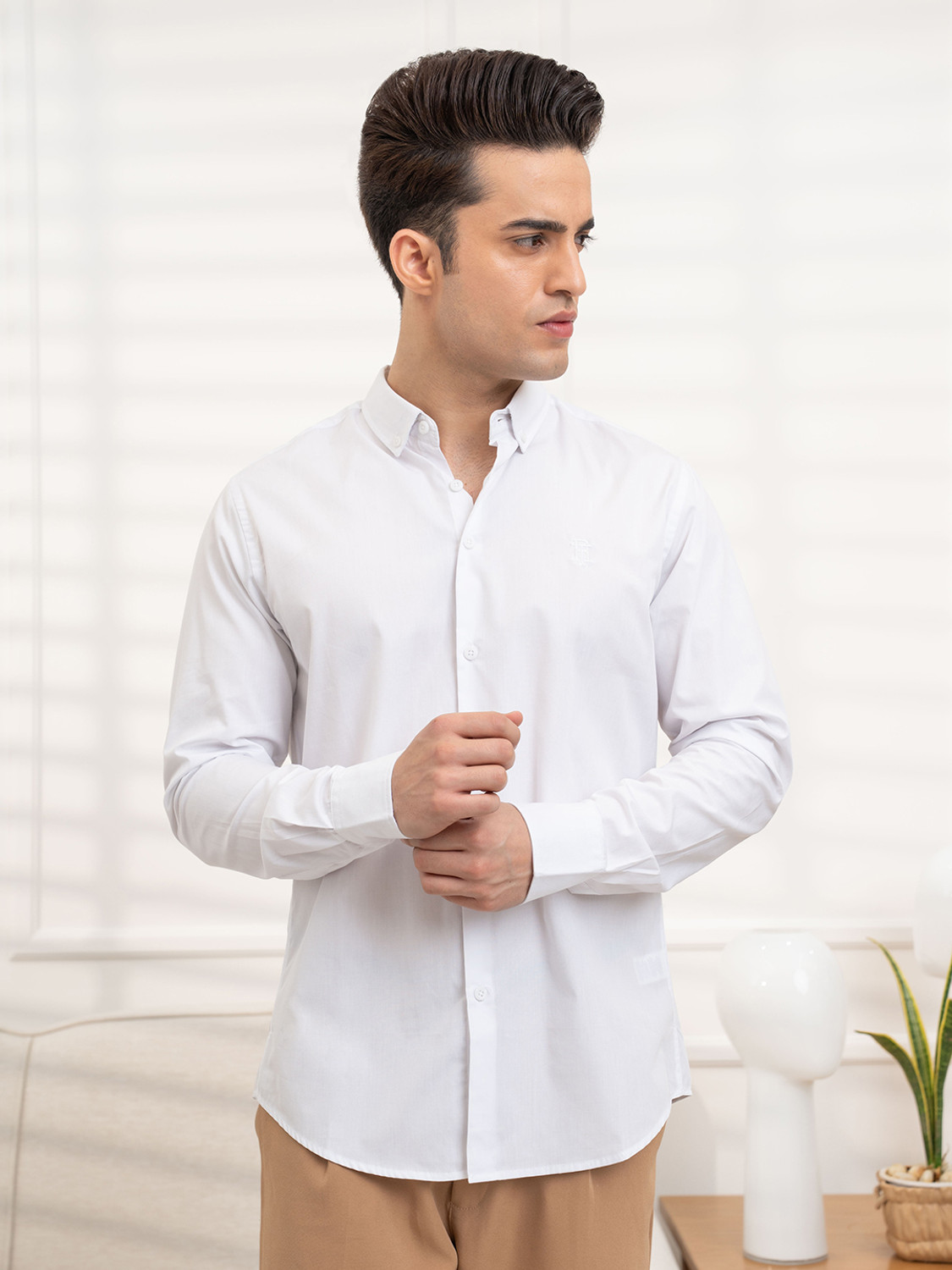 Image of RED TAPE Men Solid Casual White Shirt
