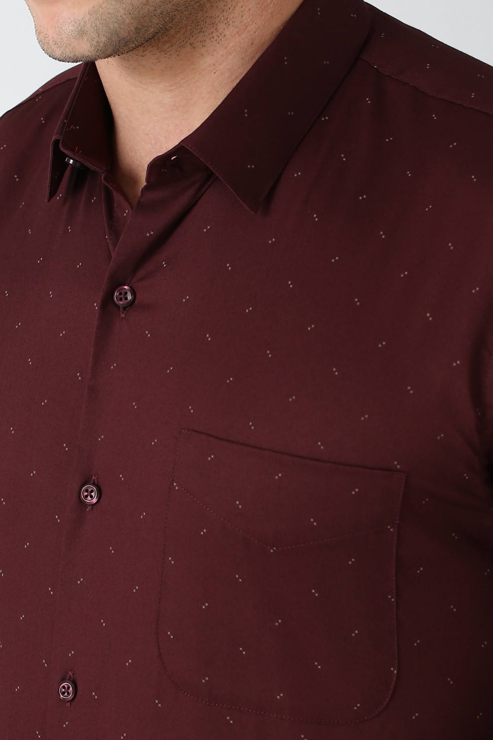 Image of PETER ENGLAND Men Printed Formal Maroon Shirt