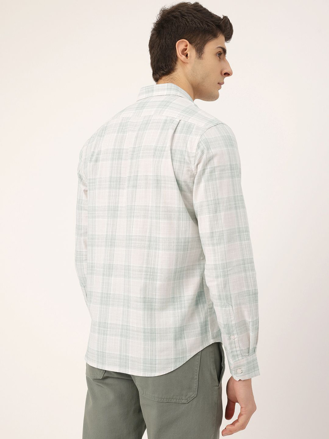 Image of NAUTICA Men Checkered Casual White Shirt