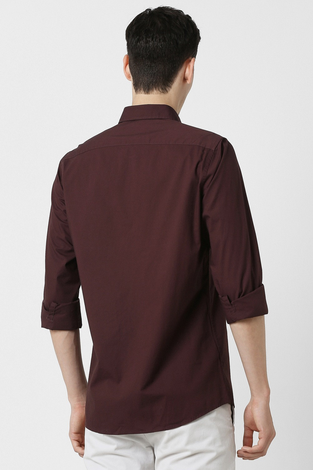Image of PETER ENGLAND Men Solid Casual Maroon Shirt
