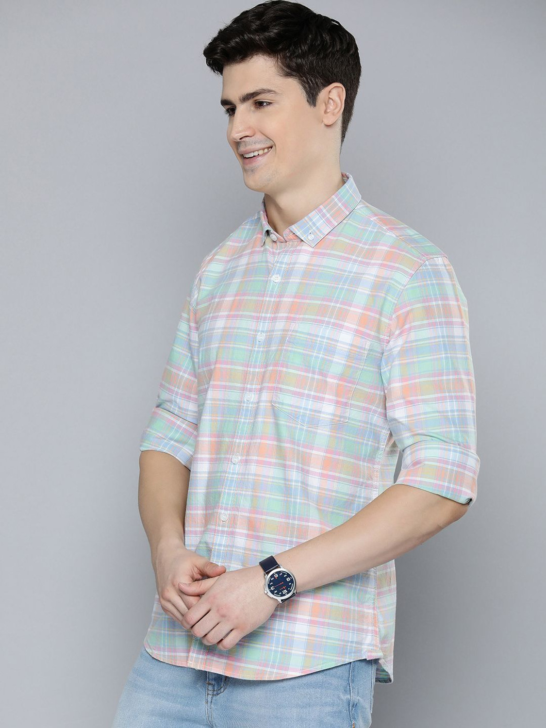 Image of Mast & Harbour Men Checkered Casual Multicolor Shirt
