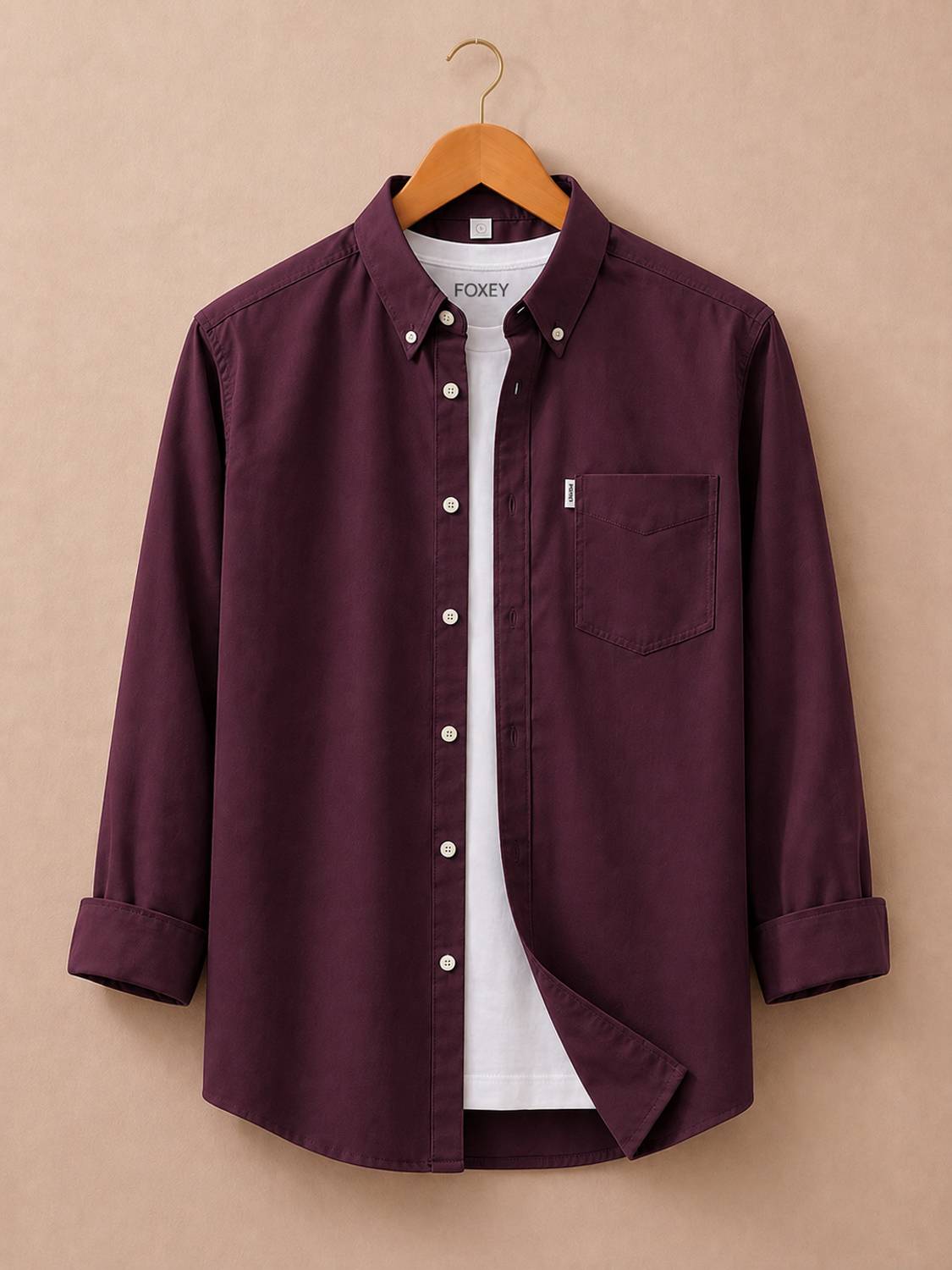 FOXEY Men Maroon Casual Shirt - Image 1