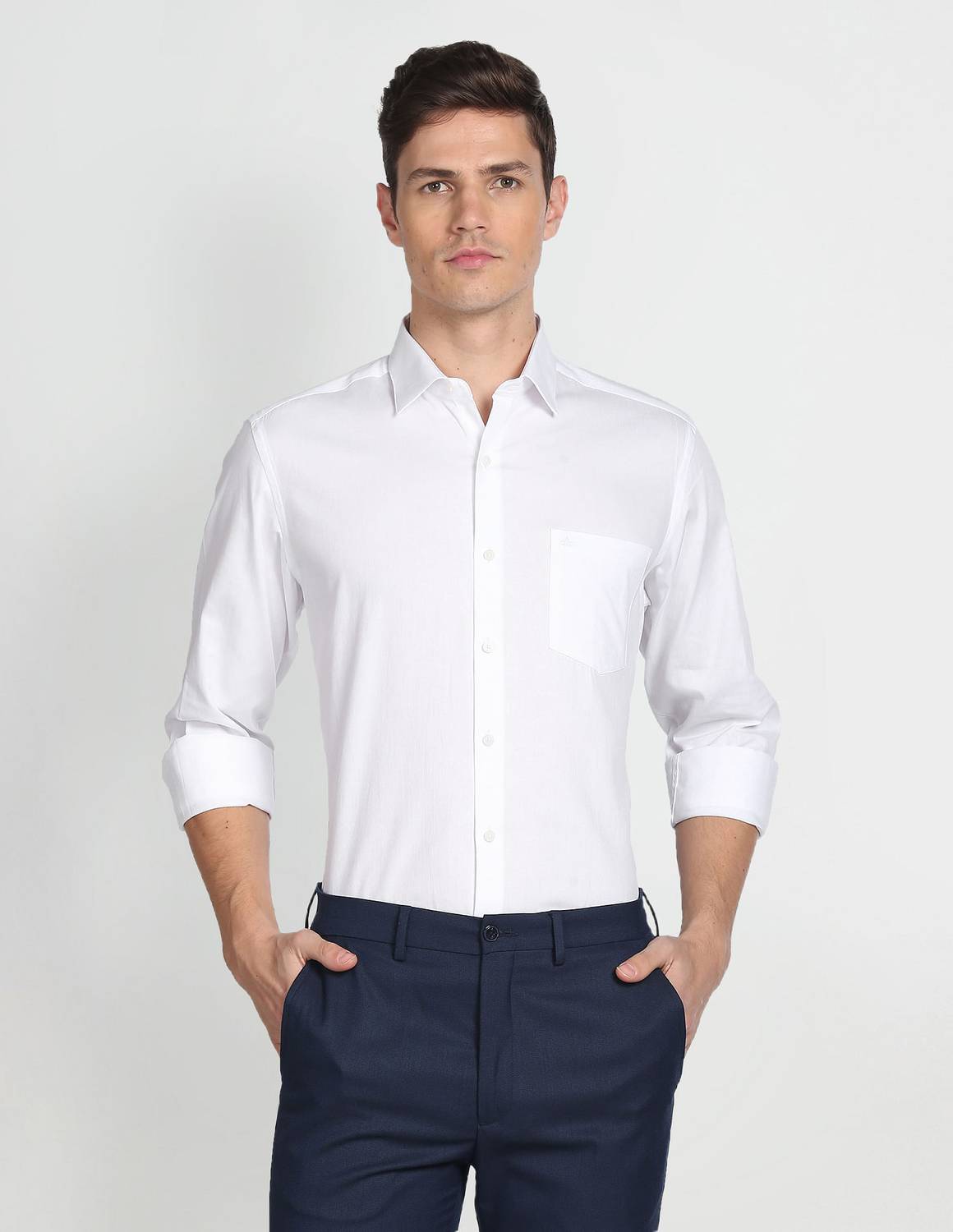 ARROW Men Self Design Formal White Shirt