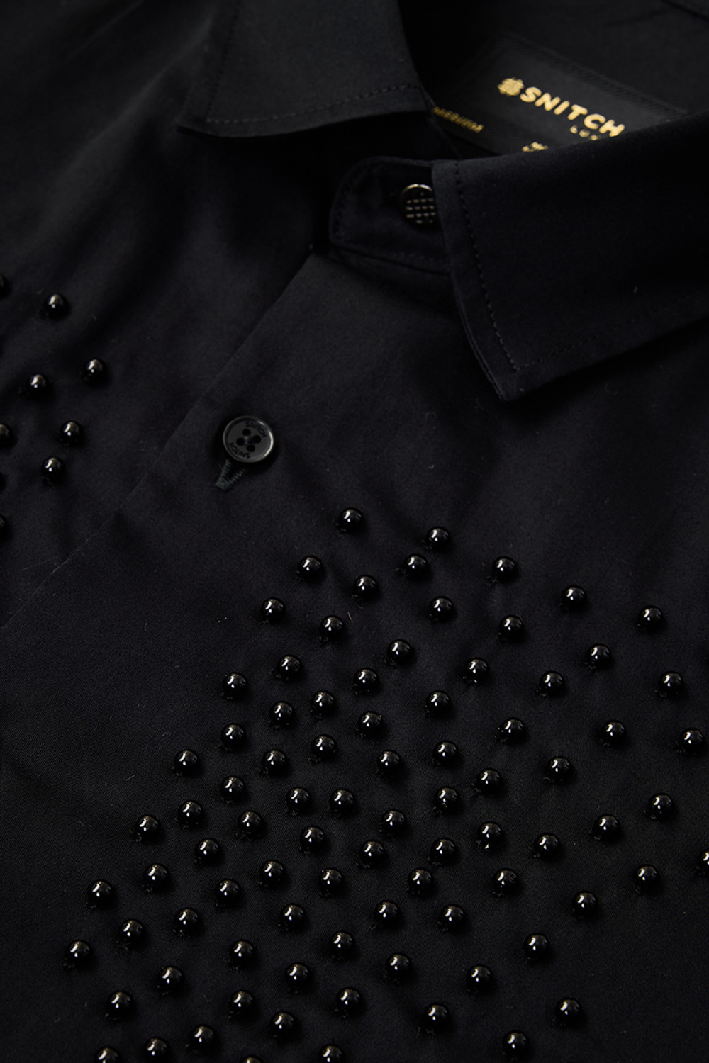 Image of Snitch Men Embellished Formal Black Shirt
