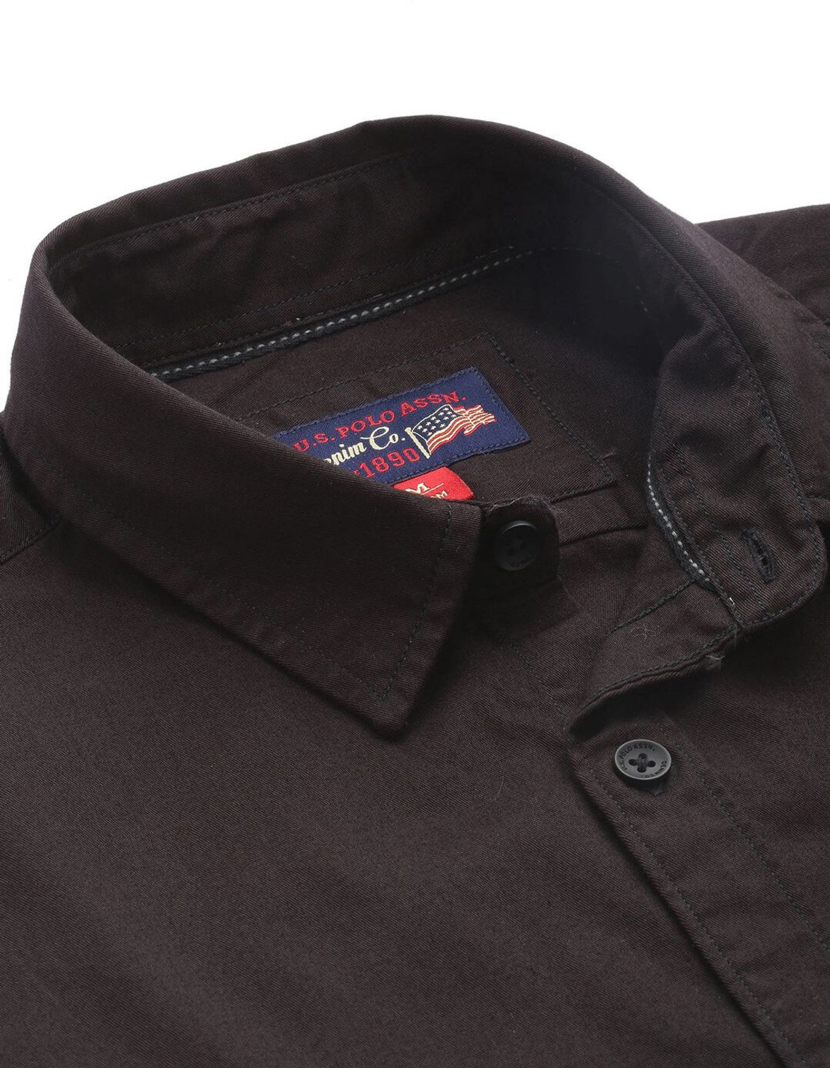 Image of U.S. POLO ASSN. Men Solid Casual Black Shirt