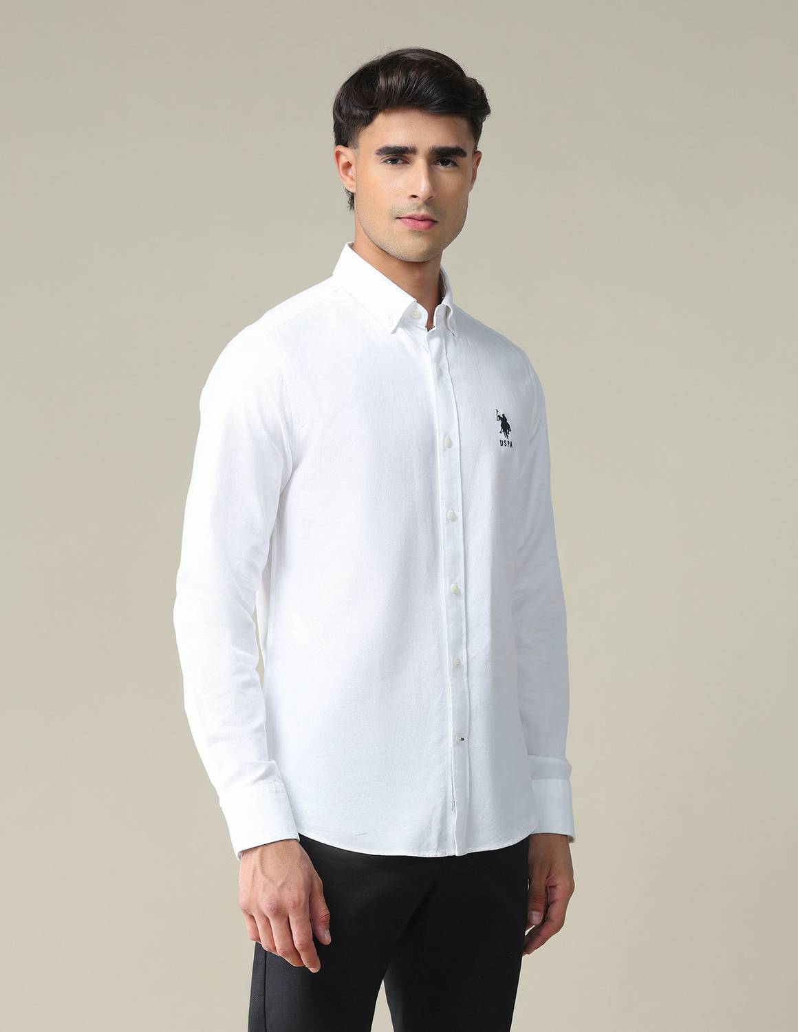 U.S. POLO ASSN. Men Solid White Casual Shirt - Image 4
