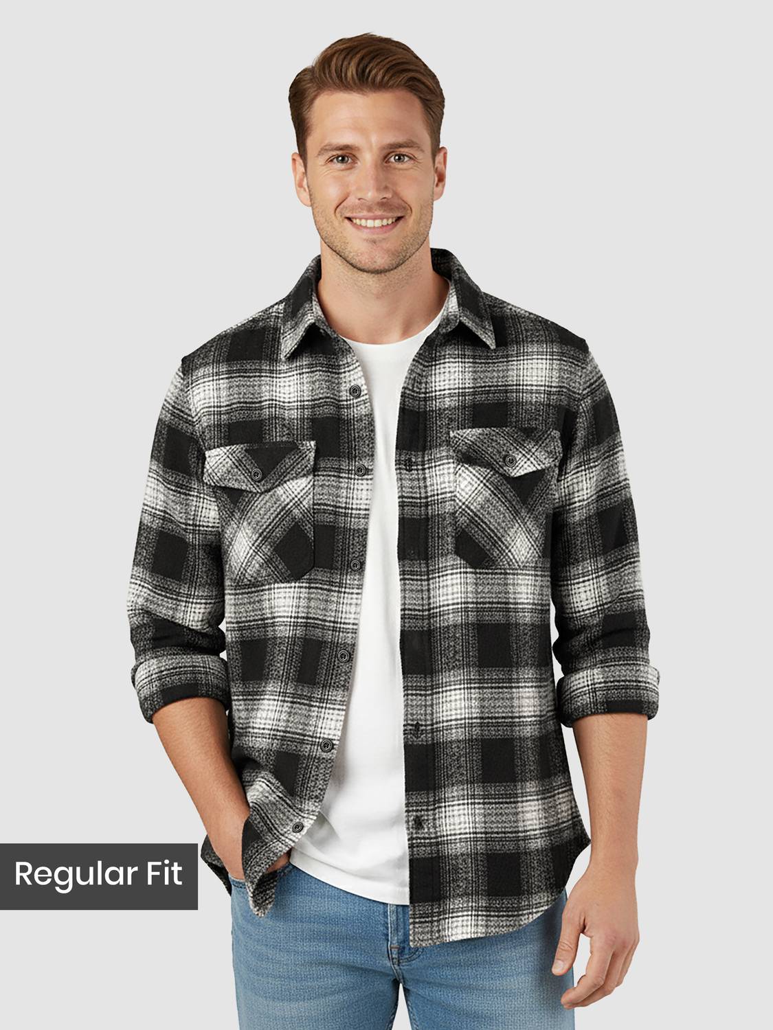 BEYOUNG Men Checkered Black Shirt - Image 4