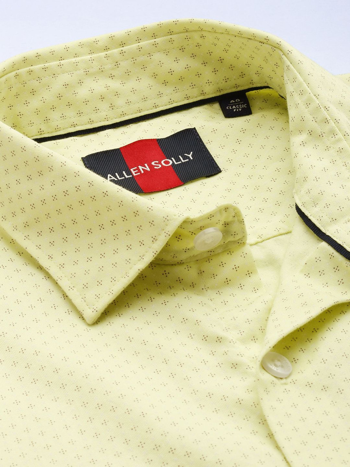 Image of Allen Solly Men Printed Casual Yellow Shirt