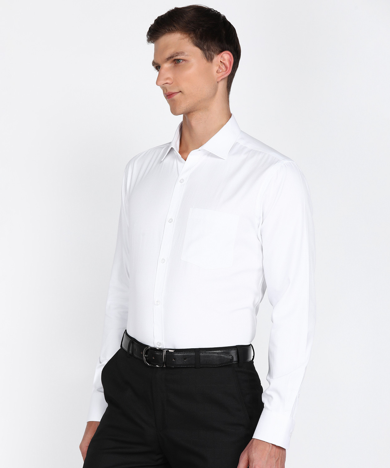 Image of PARK AVENUE Men Solid Formal White Shirt