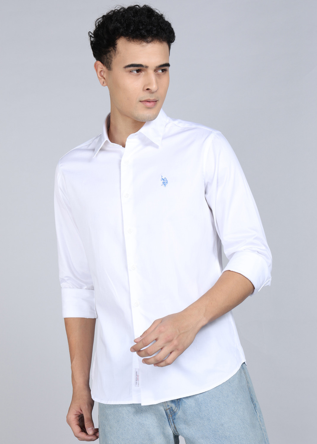 Image of U.S. POLO ASSN. Men Solid Casual White Shirt