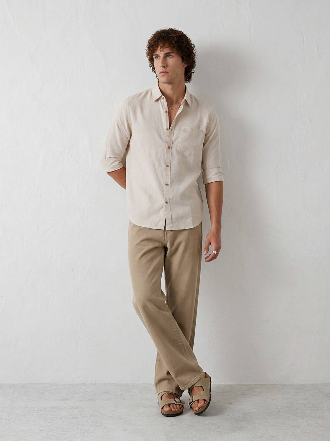 WROGN Men Solid Casual Beige Shirt - Image 2