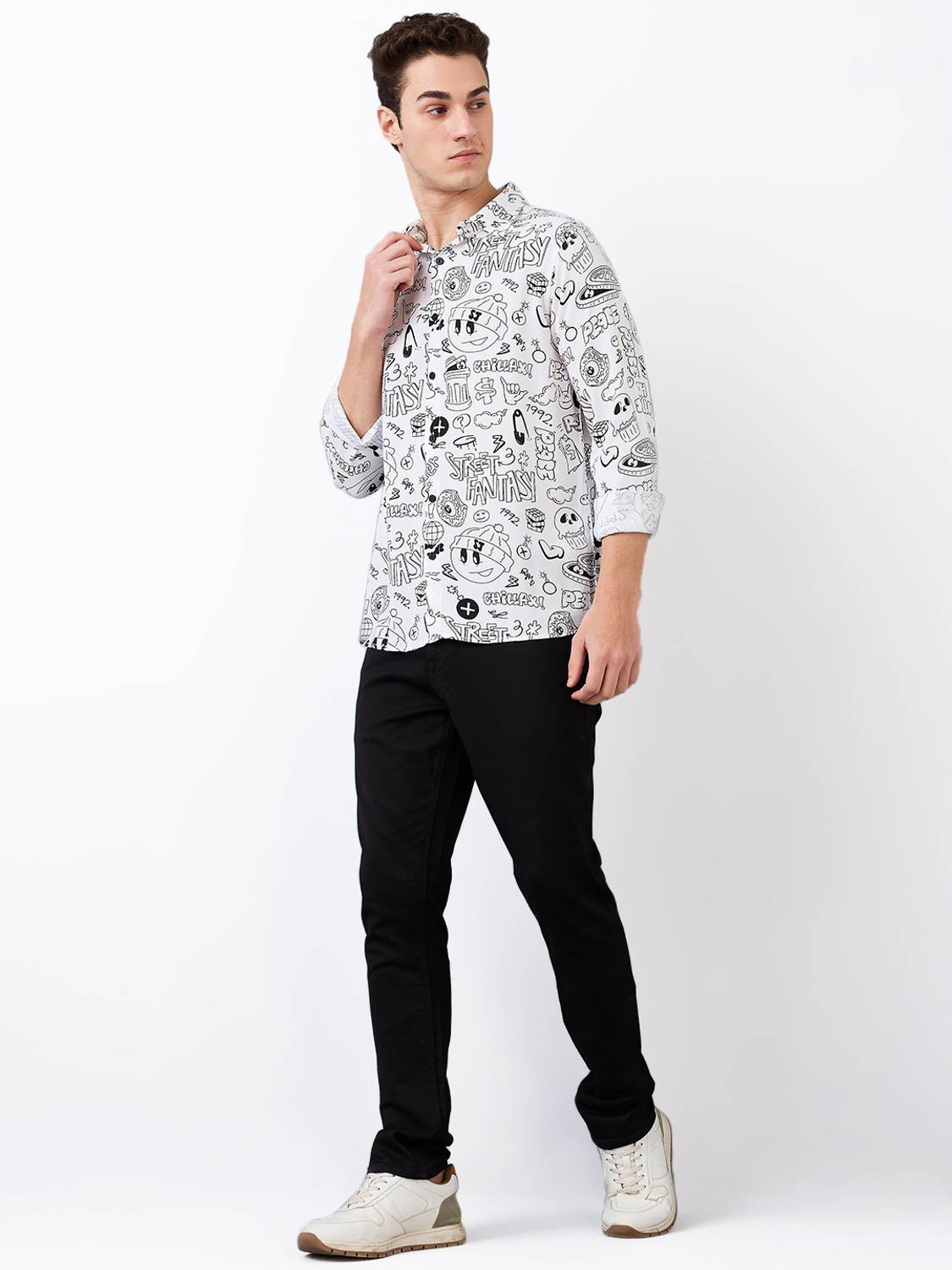 Spykar Men White Printed Casual Shirt - Image 3