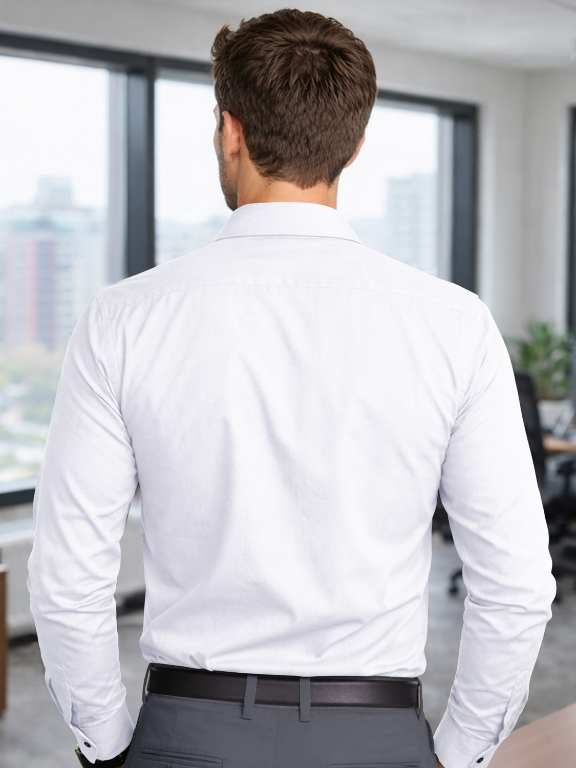 Image of VeBNoR Men Solid Formal White Shirt