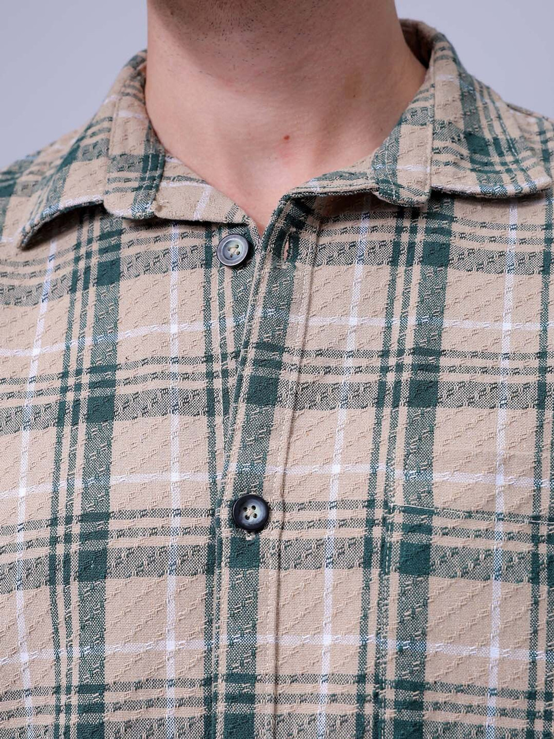 Image of The Indian Garage Co. Men Checkered Beach Wear Green Shirt