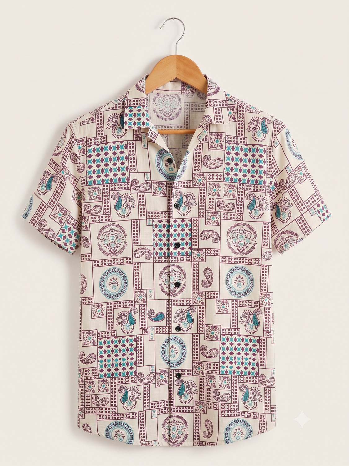 Image of Auzaai Collections Men Floral Print Casual Maroon, Blue Shirt