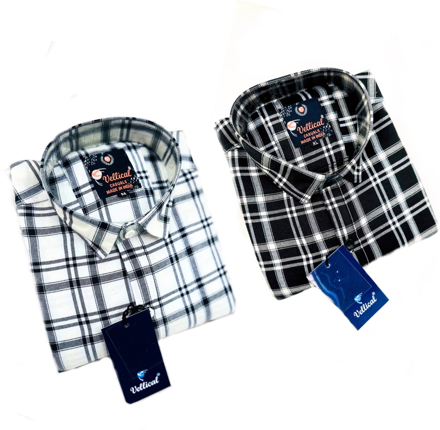 Vellical Men Slim Fit Checkered Spread Collar Casual Shirt (Pack