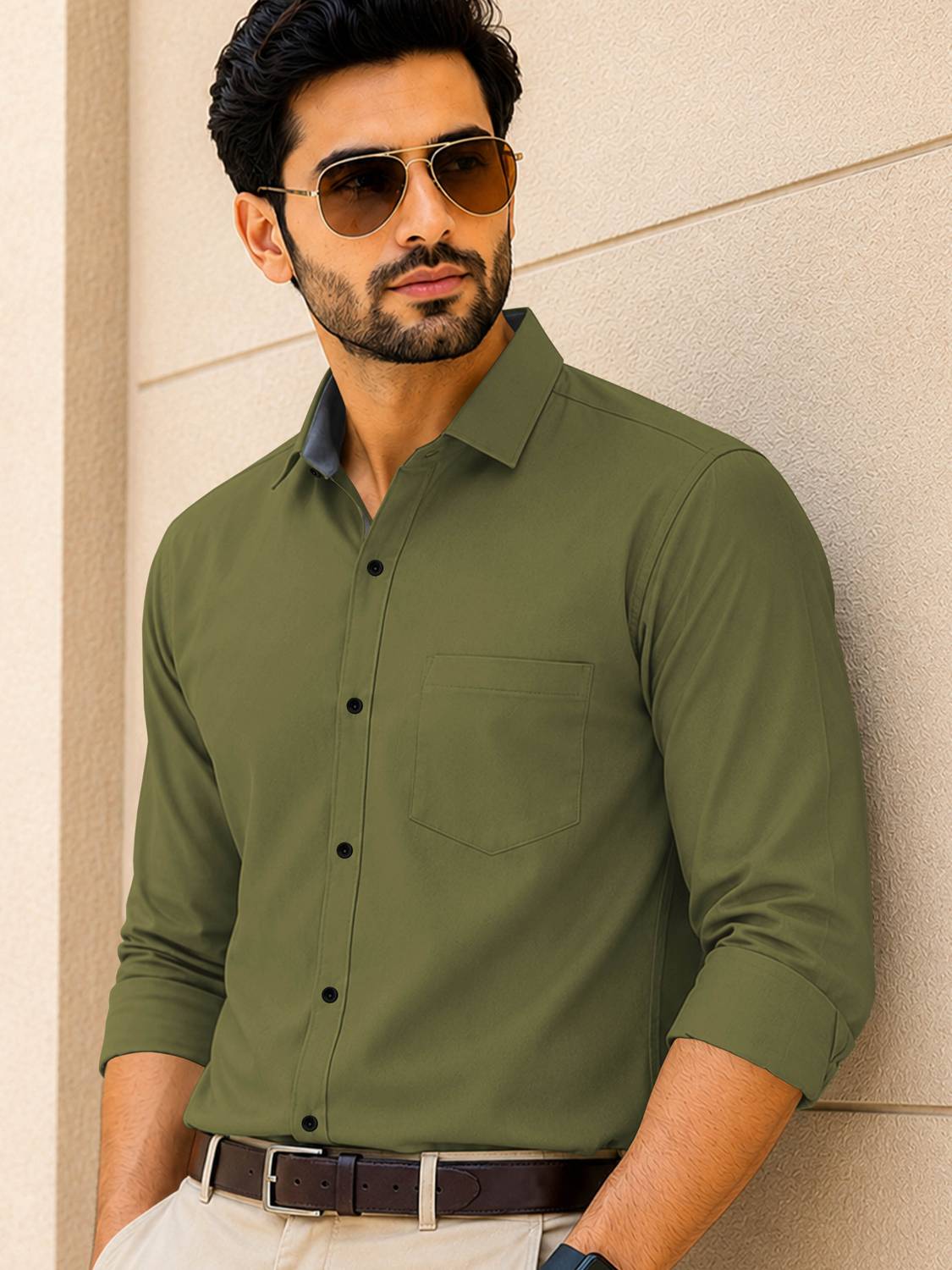 VeBNoR Men Green Casual Shirt - Image 1