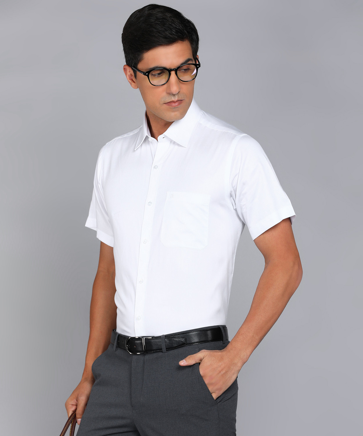 Image of Raymond Men Solid Formal White Shirt