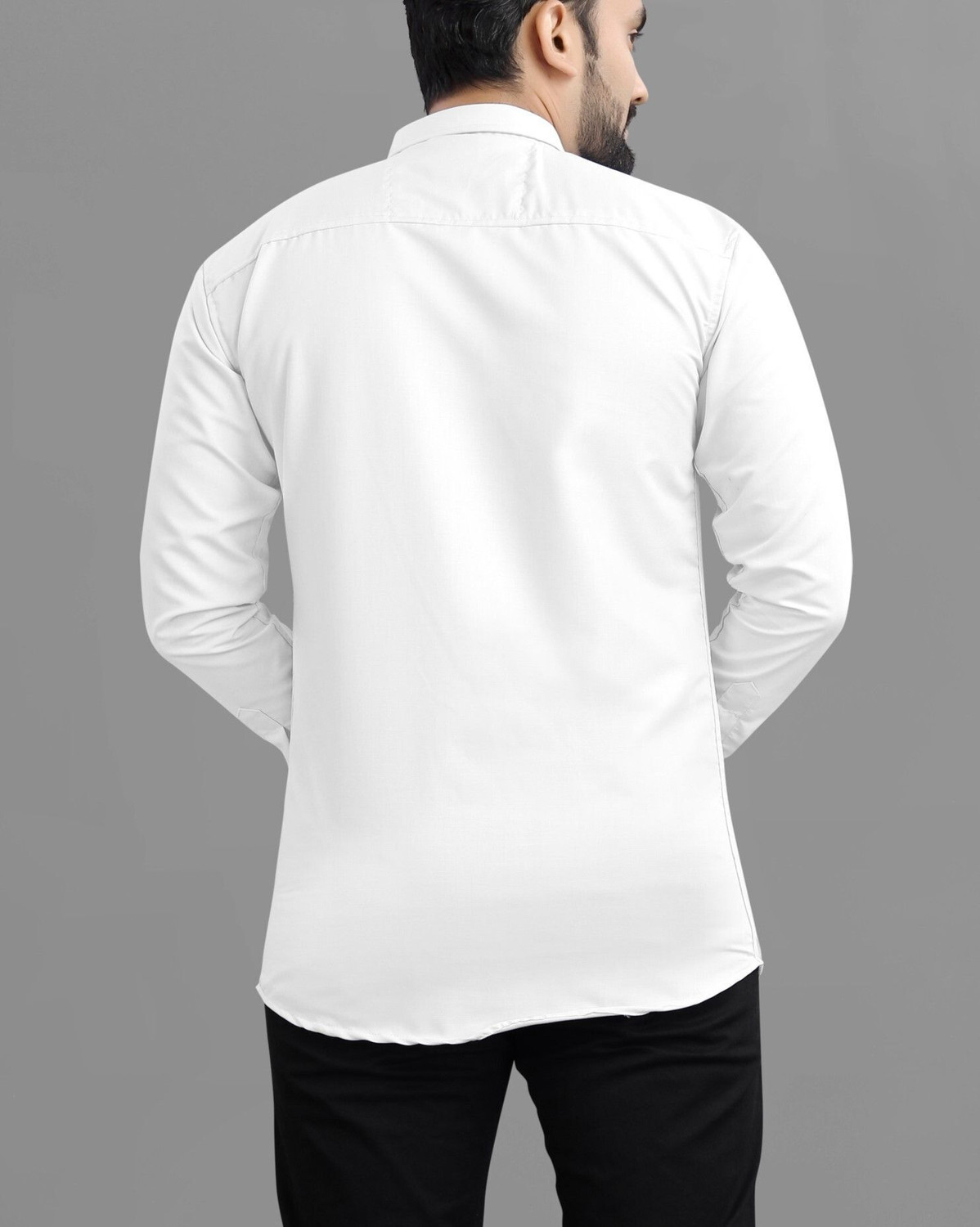 Image of RAHUL LOOK Men Solid Casual White Shirt