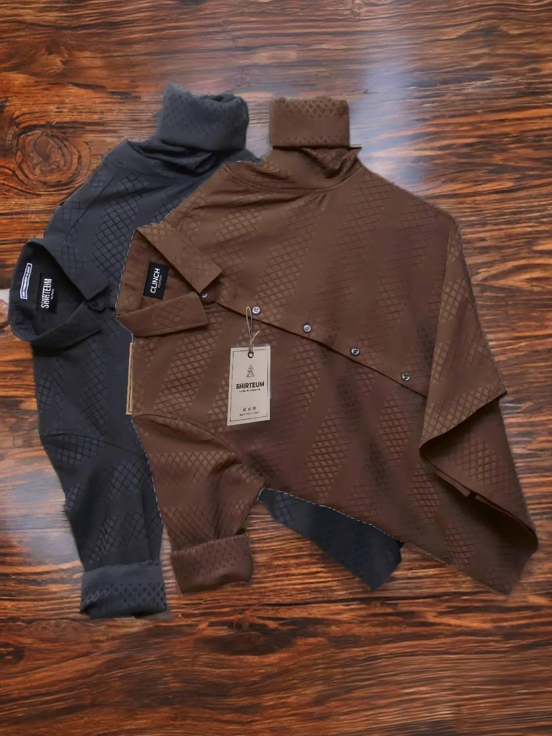 clinch fashion Men Solid Casual Brown, Black Shirt Pack of 2 - Image 1