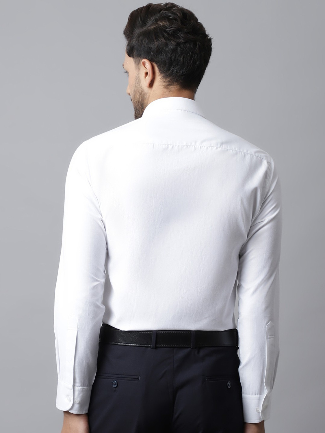 Image of CANTABIL Men Solid Formal White Shirt