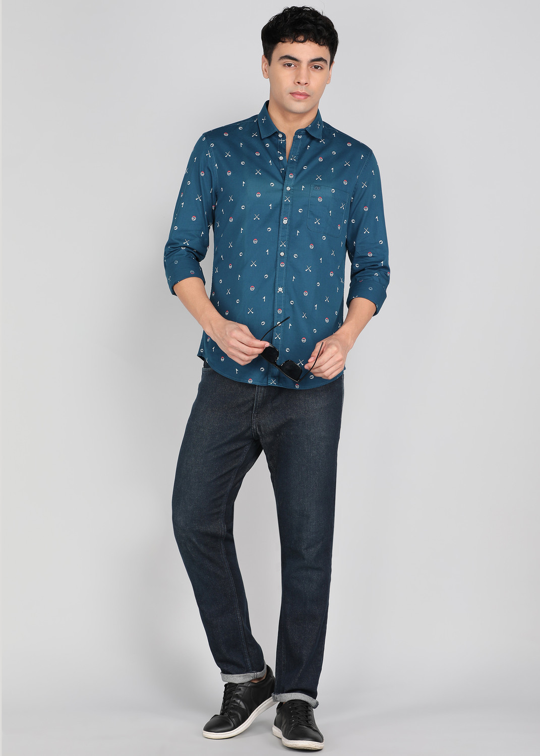 Image of PETER ENGLAND Men Printed Casual Red Shirt