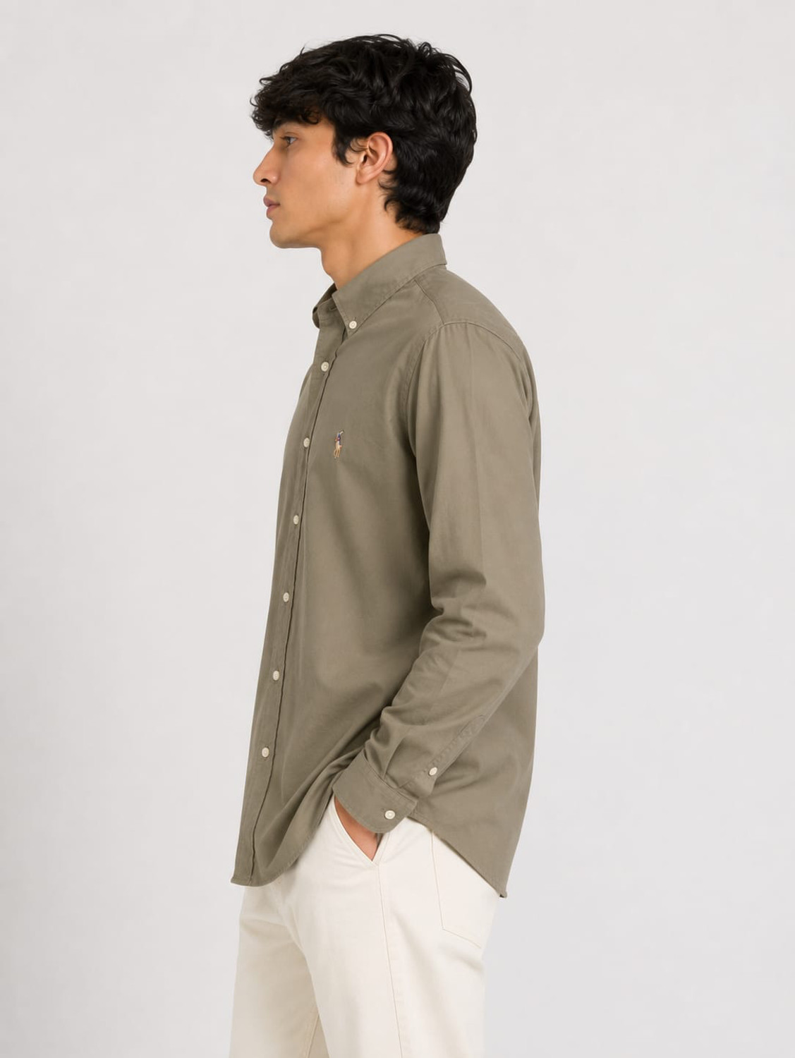 Image of HoneyBell Dresses Men Solid Casual Green Shirt