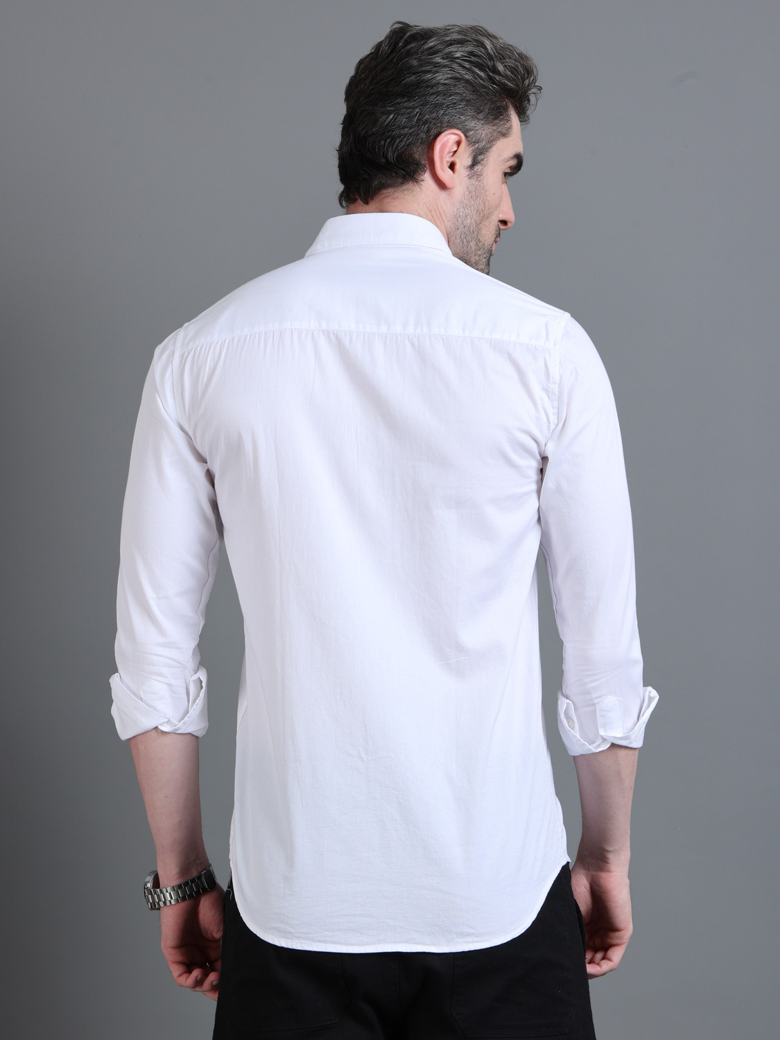 Image of U.S. Pitchers Men Solid Casual White Shirt