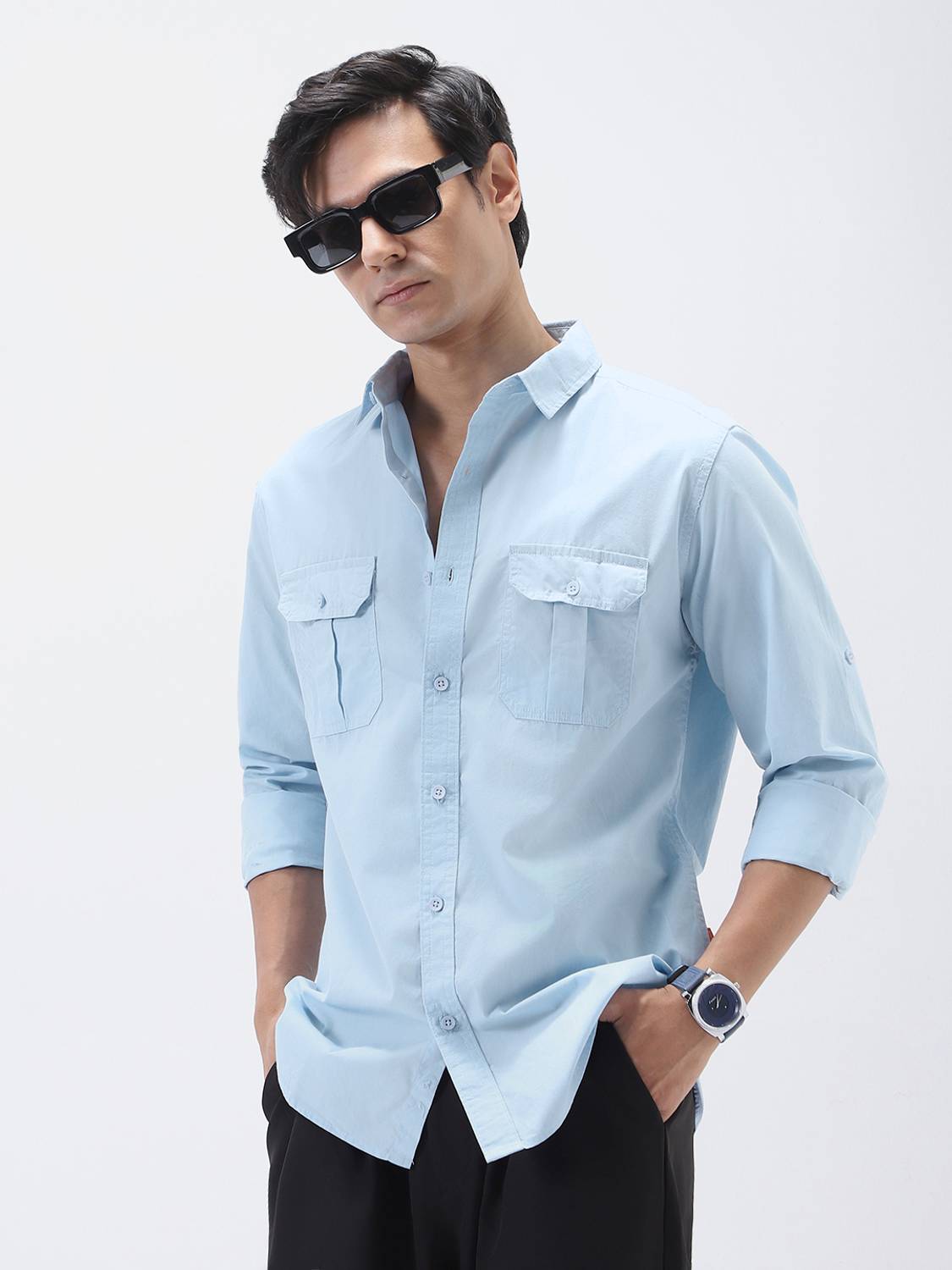 Urbano Fashion Men's Solid Spread Collar Casual Shirt - Image 2