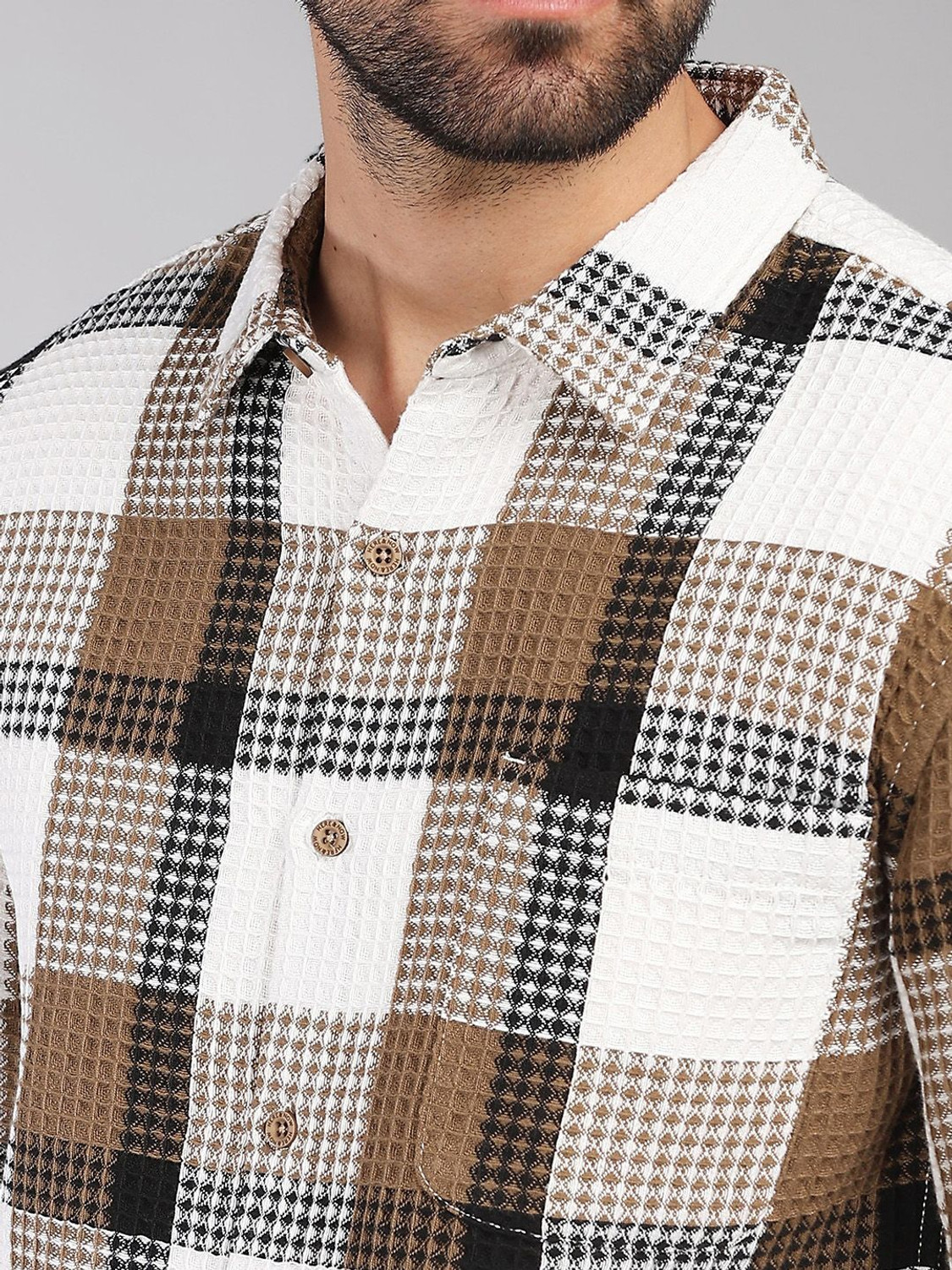 Image of HERE&NOW Men Checkered Casual Multicolor Shirt
