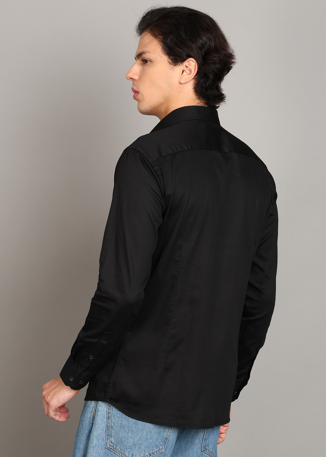 Image of KILLER Men Solid Casual Black Shirt