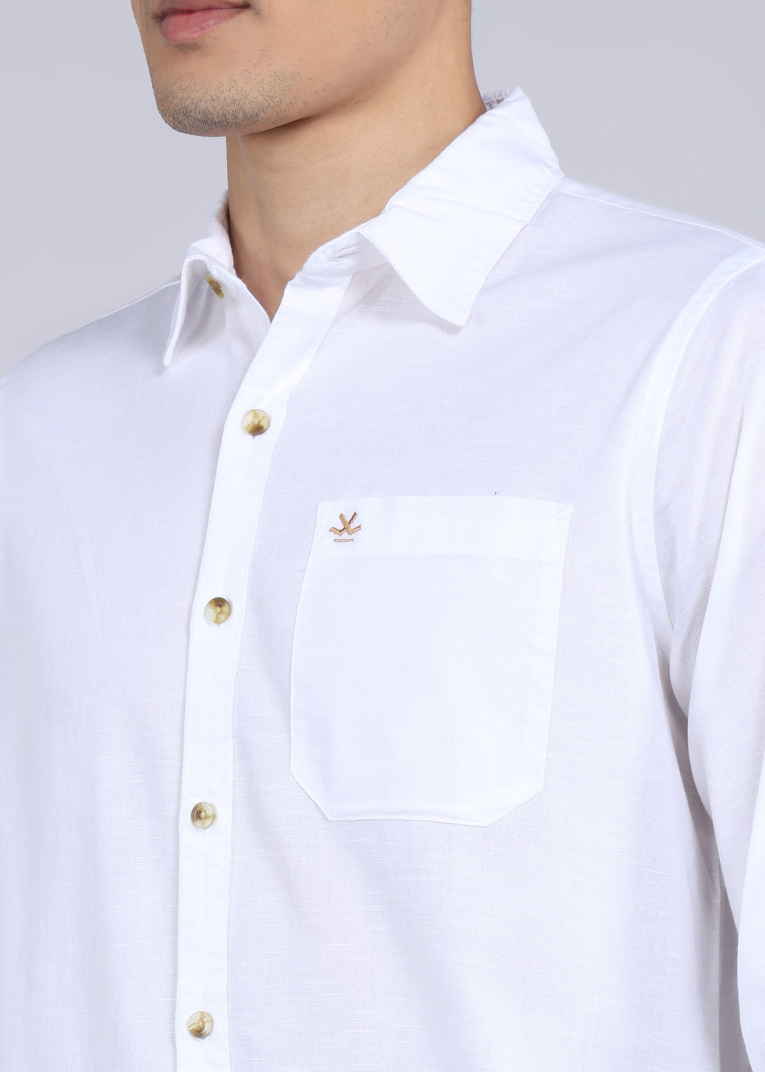 Image of WROGN Men Solid Casual White Shirt